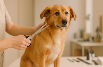Грумер стрижёт собаку спокойно
