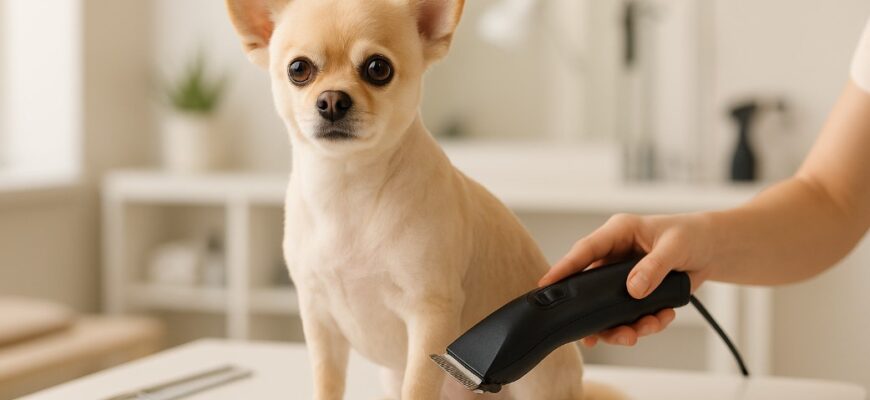 Собака во время стрижки